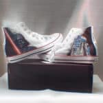 Sneakers painted with fabric paint